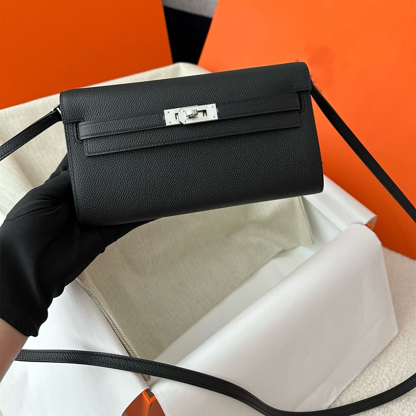 Pure hand-stitched wax thread Kelly epsom cowhide suede crossbody women's bag wallet hand-beaten copper stud crossbody backpack